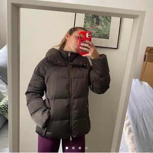 Olive green brown puffer jacket parka from Zara